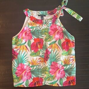 Tropical Floral Halter Blouse